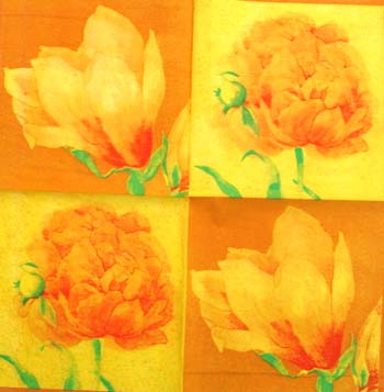 En servett, blommor