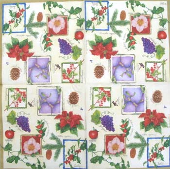 En servett, julblommor