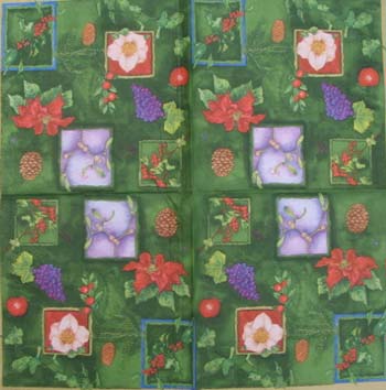 En servett, julblommor