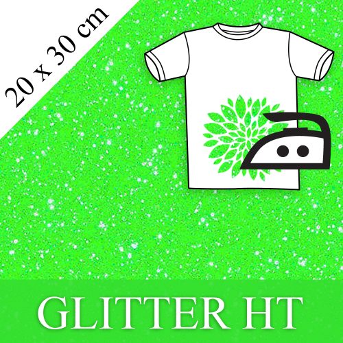 Värmetransfer 20x30cm, glitter neon grön