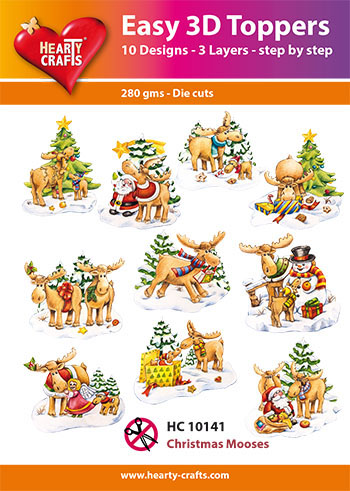 Hearty Crafts Easy 3D Toppers 3D-paketti jouluhirvi