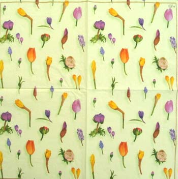 En servett, blommor