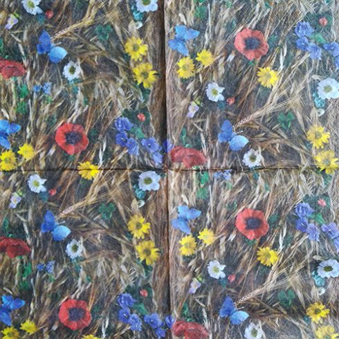 En servett, blommor