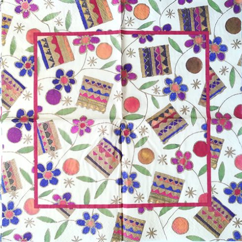 En servett, blommor