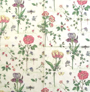 En servett, blommor
