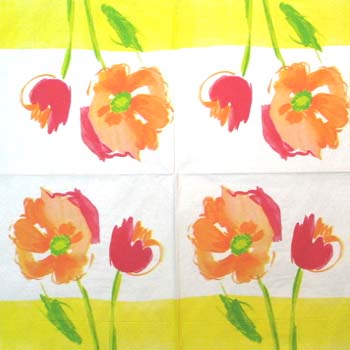 En servett, blommor