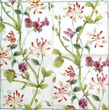 En servett, blommor