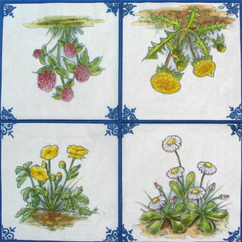 En servett, ängsblommor