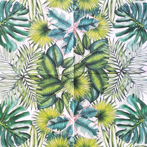 En servett, monstera blad