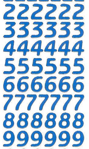 Ääriviivatarra, numerot