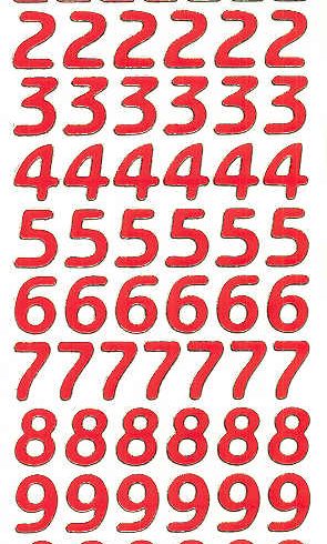 Ääriviivatarra, numerot