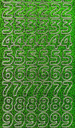 Ääriviivatarra, numerot
