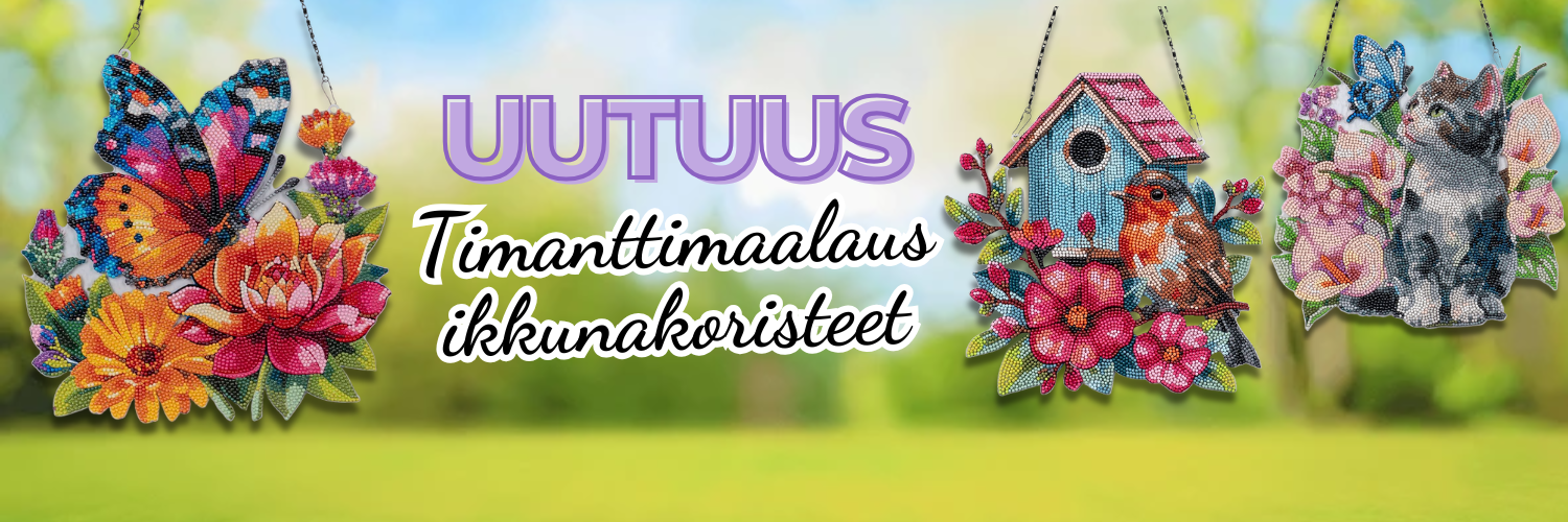 Timanttimaalaus ikkunakoristeet banneri
