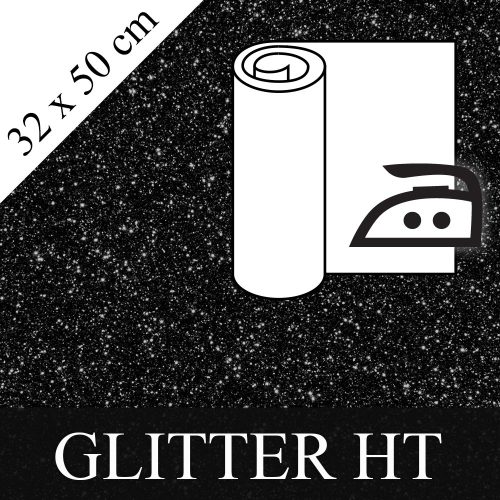 Värmetransferrulle 32x50cm, glitter svart