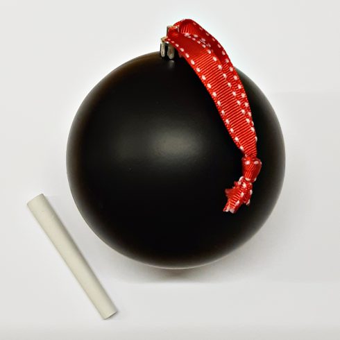Musta joulupallo ja liitu Ø 10 cm (1 kpl)