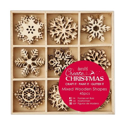 Mixed Wooden Shapes – Minilumihiutaleet lajitelma (45kpl)