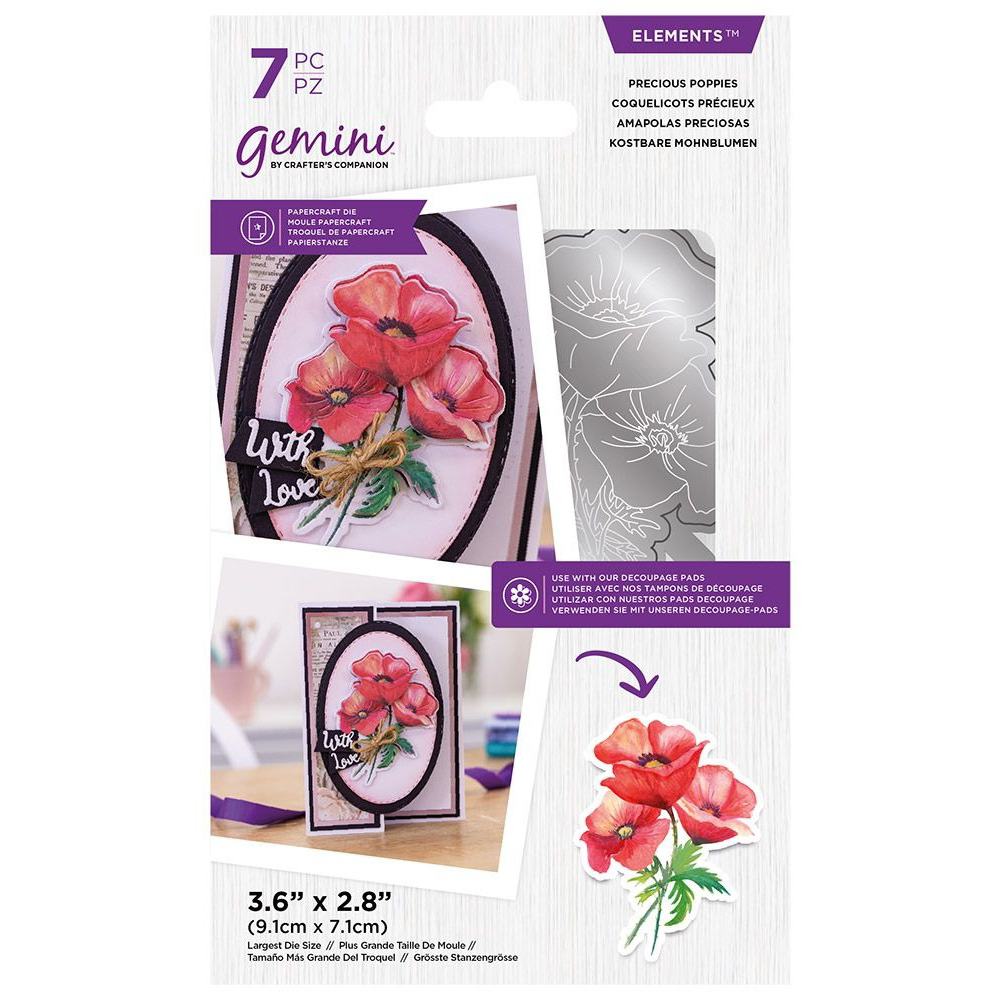 gemini precious poppies elements dies gem md ele p