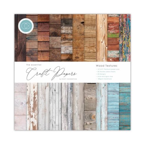 Craft Consortium – Wood Textures paperilehtiö 15 x 15 cm