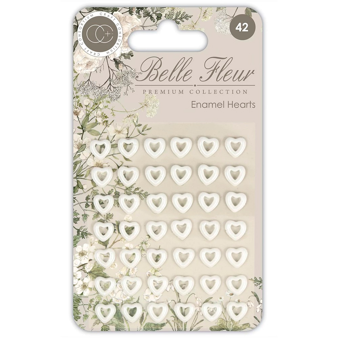 Belle Fleur Enamel Hearts – Puolihelmet liimataustalla 10mm