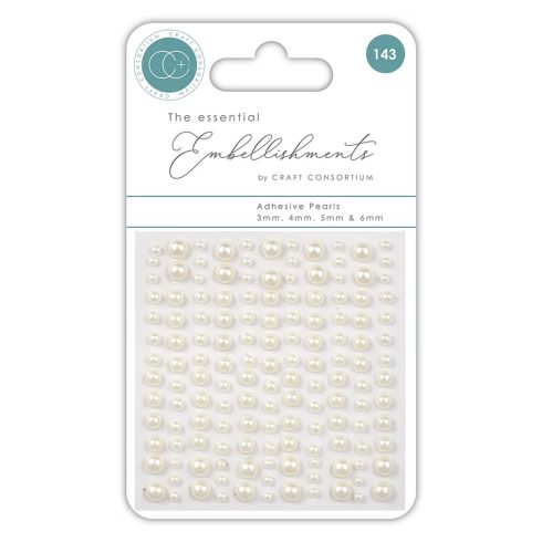 Craft Consortium – Adhesive Pearls puolihelmi 3D-tarra (valkoinen)