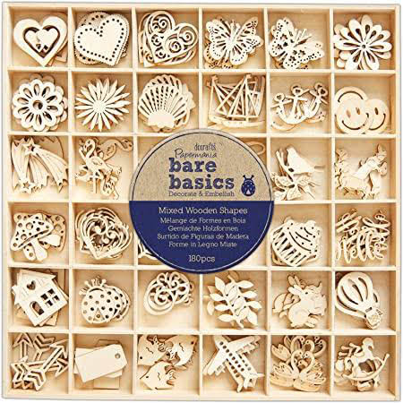 Bare Basics Mixed Wooden Shapes – Minikuviot lajitelma (180 kpl)