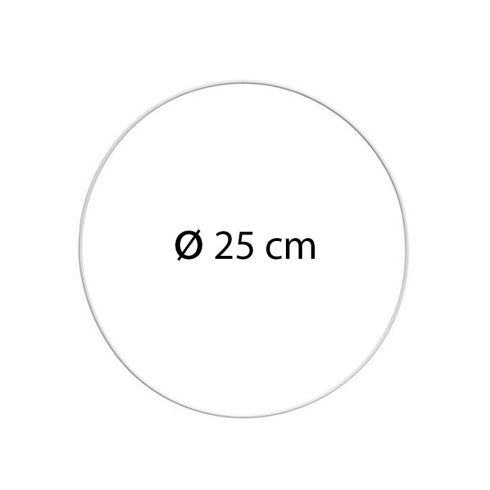 Metallirengas 25 cm valkoinen