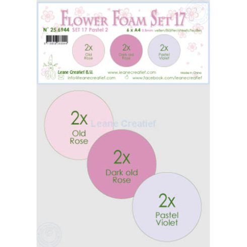 Leane Creatief Flower Foam Set 17 - Softis 6 x A4 LAJITELMA PASTELLINROOSA