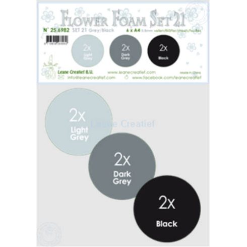 Leane Creatief Flower Foam Set 21 - Softis 6 x A4 LAJITELMA HARMAA/MUSTA