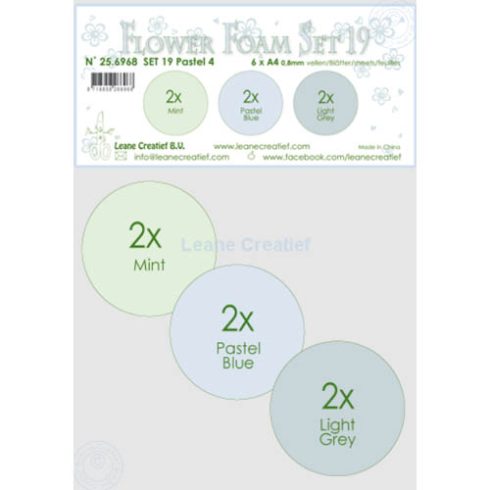 Leane Creatief Flower Foam Set 19 - Softis 6 x A4 LAJITELMA PASTELLINVIHREÄ