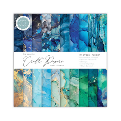 Craft Consortium – Ink Drops Ocean paperilehtiö 15 x 15 cm