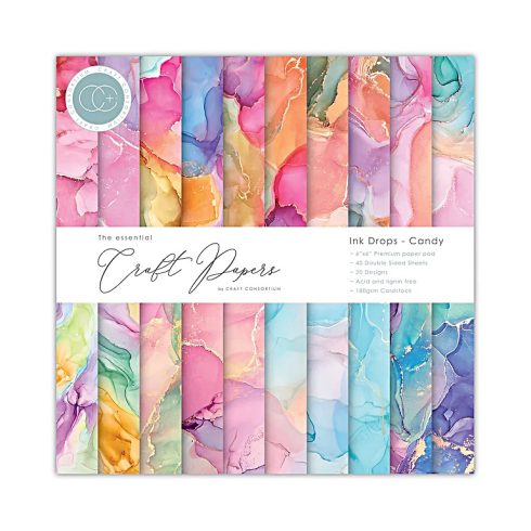 Craft Consortium – Ink Drops Candy paperilehtiö 15 x 15 cm