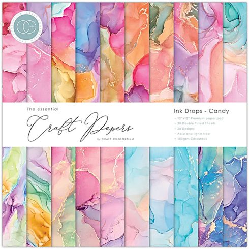 Craft Consortium – Ink Drops Candy paperilehtiö 30 x 30 cm