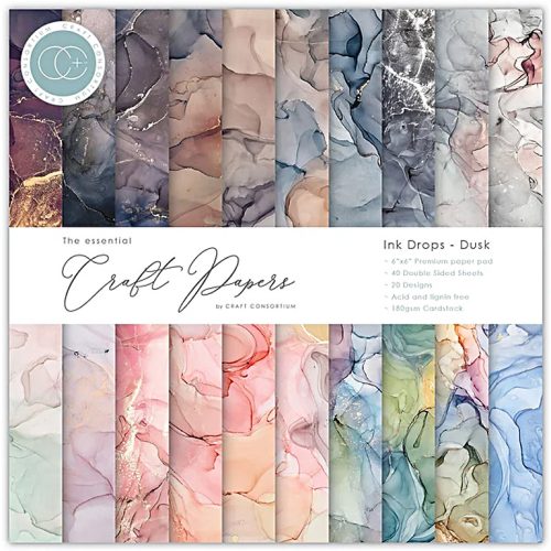 Craft Consortium – Ink Drops Dusk paperilehtiö 30 x 30 cm