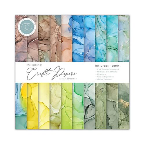 Craft Consortium – Ink Drops Earth paperilehtiö 15 x 15 cm