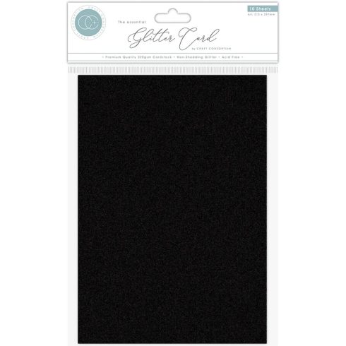 Craft Consortium Glitter Card Black Hilekartonki A4 220g (10 kpl)