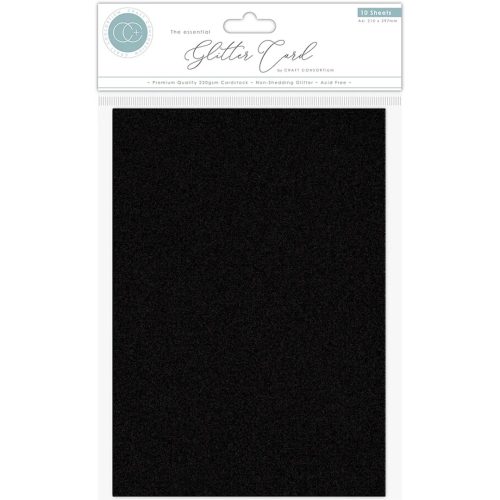 Craft Consortium Glitter Card Black Hilekartonki A4 220g (10 kpl)