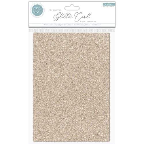 Craft Consortium Glitter Card Champagne Hilekartonki A4 220g (10 kpl)
