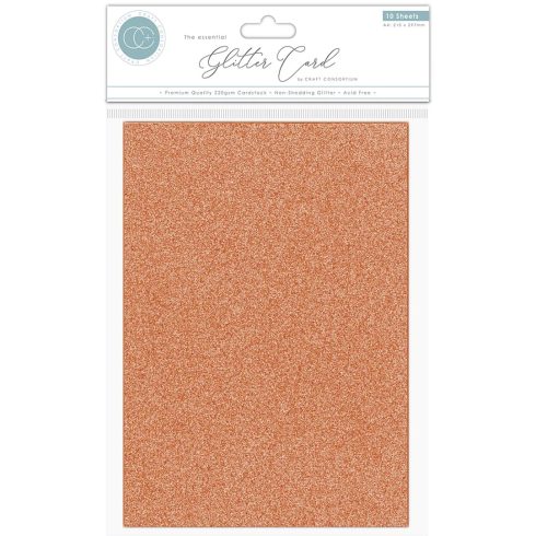 Craft Consortium Glitter Card Copper Hilekartonki A4 220g (10 kpl)