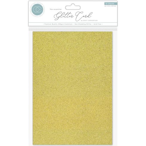 Craft Consortium Glitter Card Kulta Hilekartonki A4 220g (10 kpl)