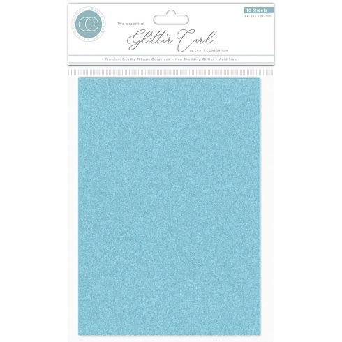 Craft Consortium Glitter Card Sky Blue Hilekartonki A4 220g (10 kpl)