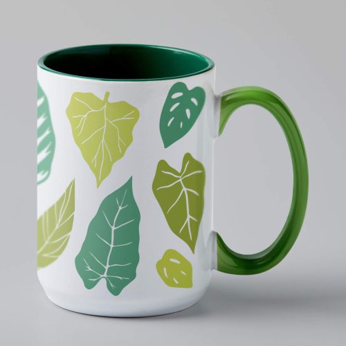 Cricut Beveled Ceramic Mug Forest- Cricut-muki 425 ml, valko-vihreä - Image 3