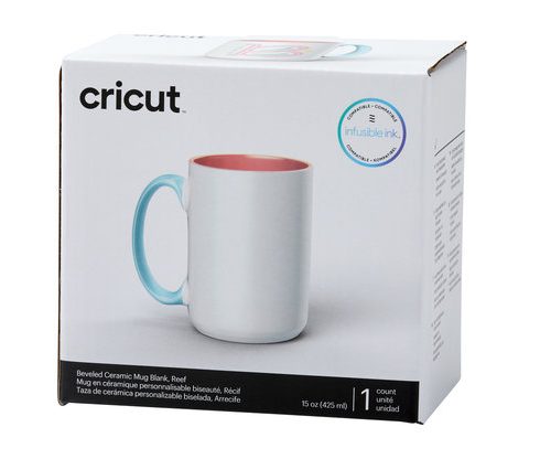 Cricut Beveled Ceramic Mug Reef - Cricut-muki 425 ml, valko-koralli