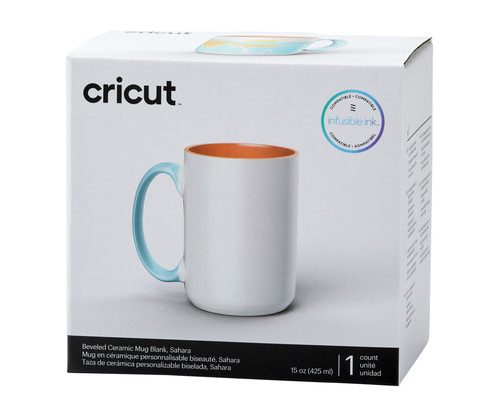 Cricut Beveled Ceramic Mug Sahara - Cricut-muki 425 ml, valko-oranssi