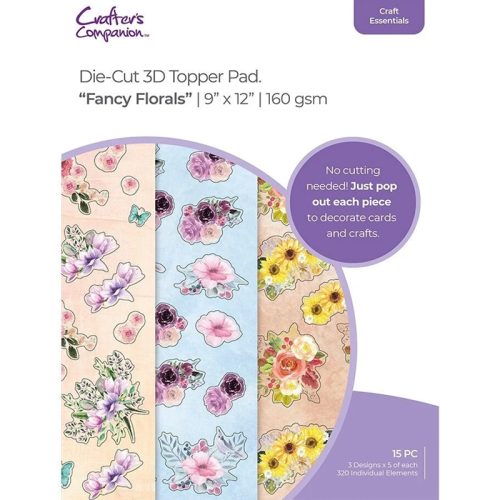 3D paperilehtiö Die-Cut Topper Pad – FANCY FLORALS (320kpl)