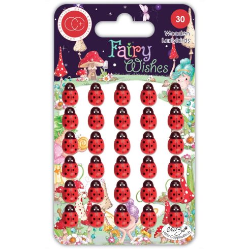 Fairy Wishes Adhesive Wooden Ladybugs - LEPPÄKERTUT liimataustaiset 10mm