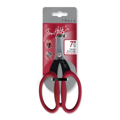 Tim Holtz Non-Stick Titanium Micro-Serrated Sakset red