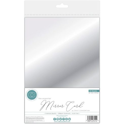 Craft Consortium Mirror Card Peilikartonki Hopea A4 240g (10 kpl)