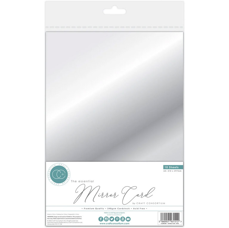 Craft Consortium Mirror Card Peilikartonki Hopea A4 240g (10 kpl)