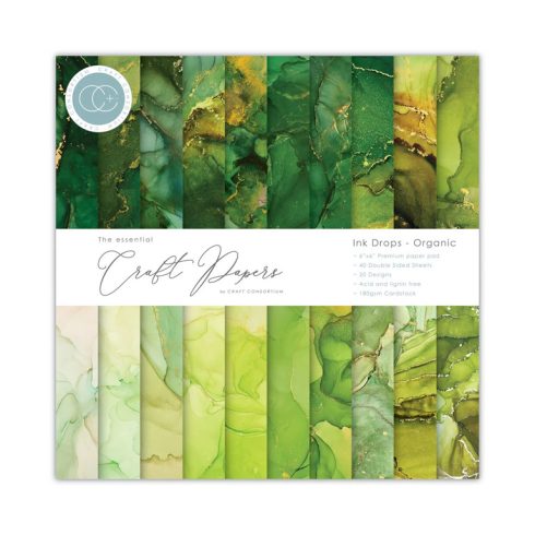 Craft Consortium – Ink Drops Organic paperilehtiö 15,2 x 15,2 cm