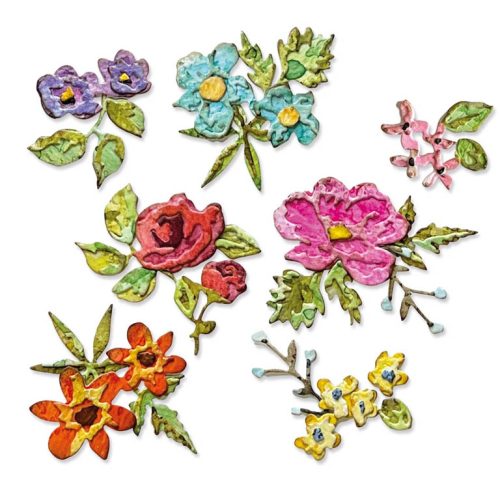 Sizzix Tim Holtz Thinlits stanssi – BRUSHSTROKE FLOWERS MINI - Image 2